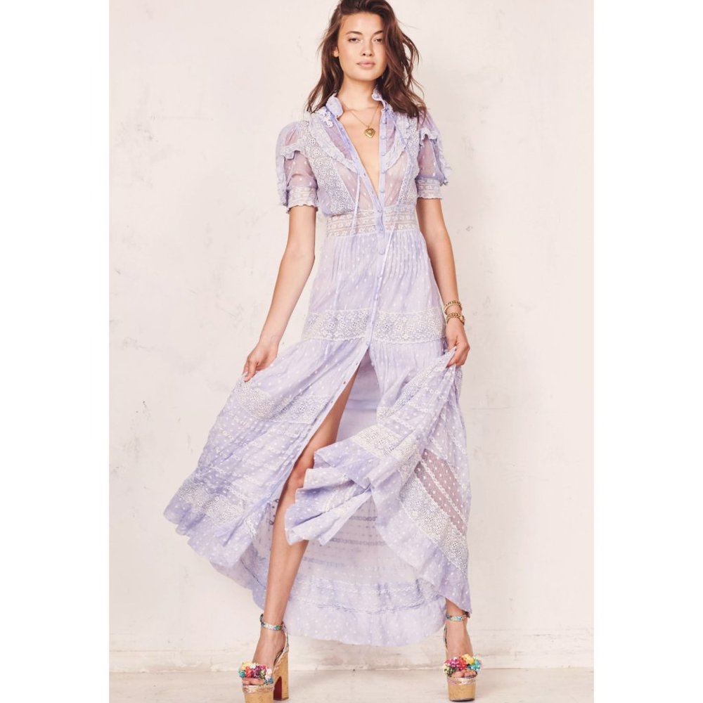 NWT LoveShackFancy Priya Angel Blue Dress